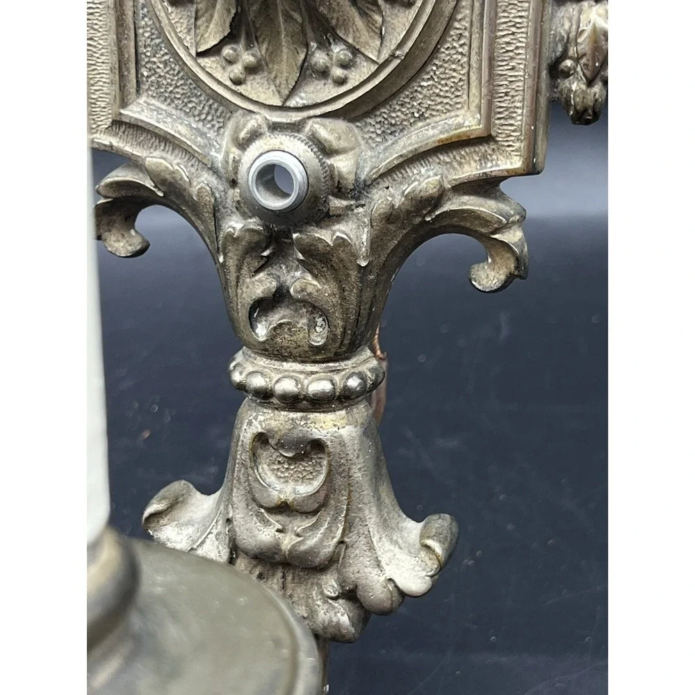 Pair Antique Cast Brass/Bronze (?) Floral Electric Wall Sconce Lights Reclaimed